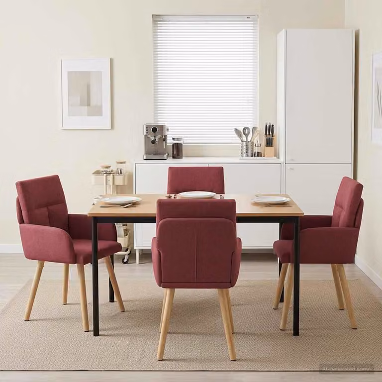 Set di 4 sedie da pranzo moderne vidaXL in tessuto rosso, L: 60 cm, P: 56 cm, H: 93 cm