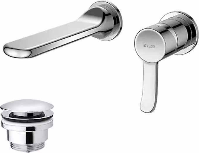 Miscelatore lavabo a parete con piletta (tappo) cromato