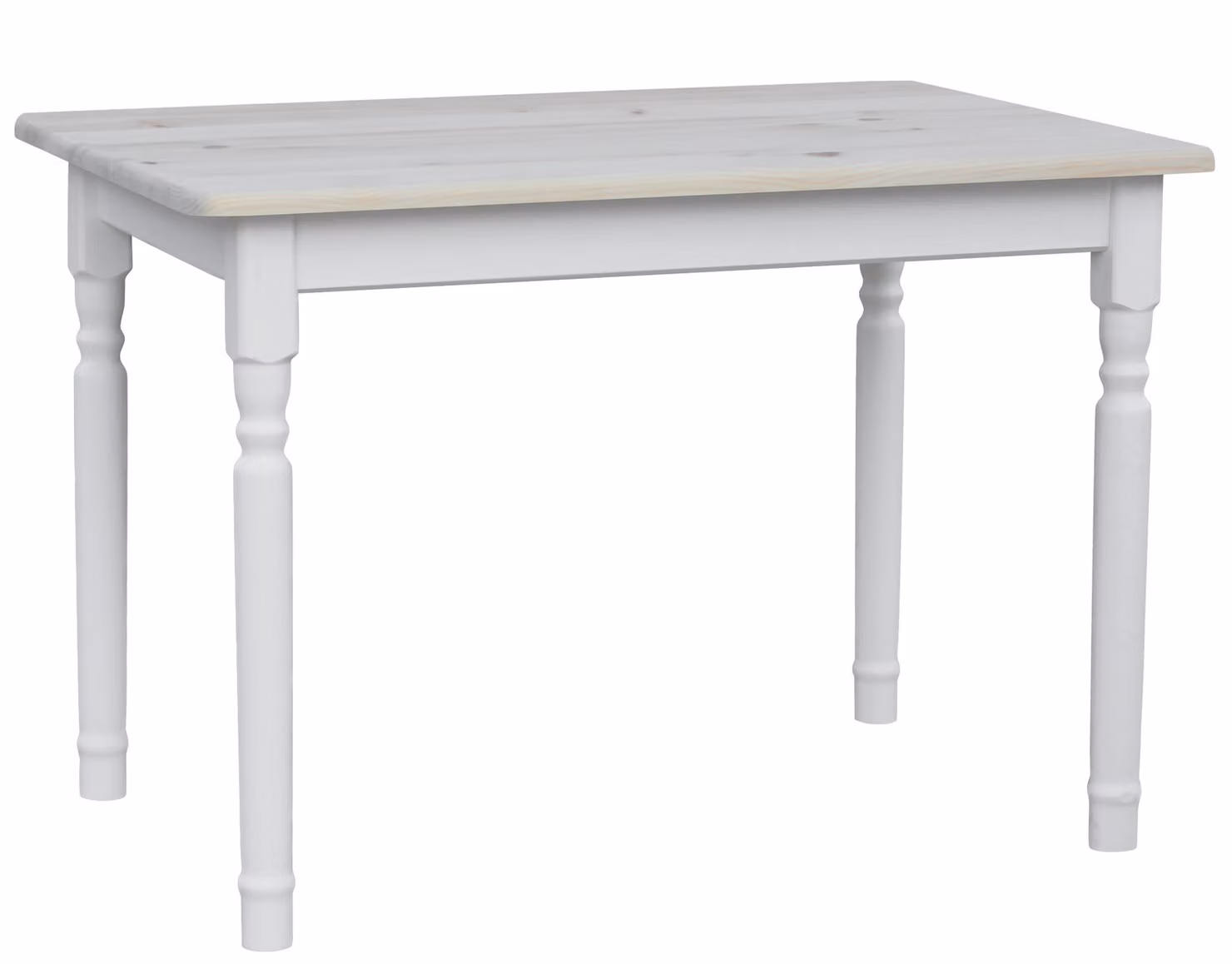 Tavolo bianco II in legno di pino massiccio con piano non laccato 130 x 70 cm
