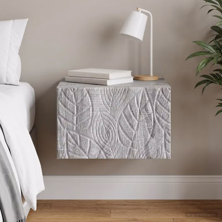 vidaXL Tavolino da parete moderno in MDF grigio L: 34,5 cm, P: 33 cm, H: 20 cm