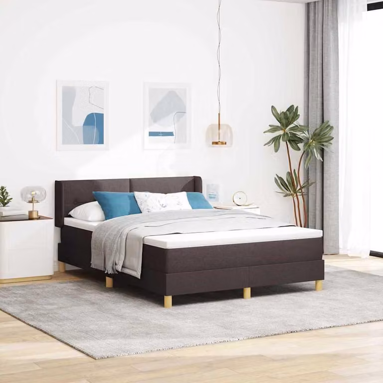Maison Exclusive - Letto boxspring con testiera, marrone scuro, 200 x 140 cm, rivestimento in tessuto