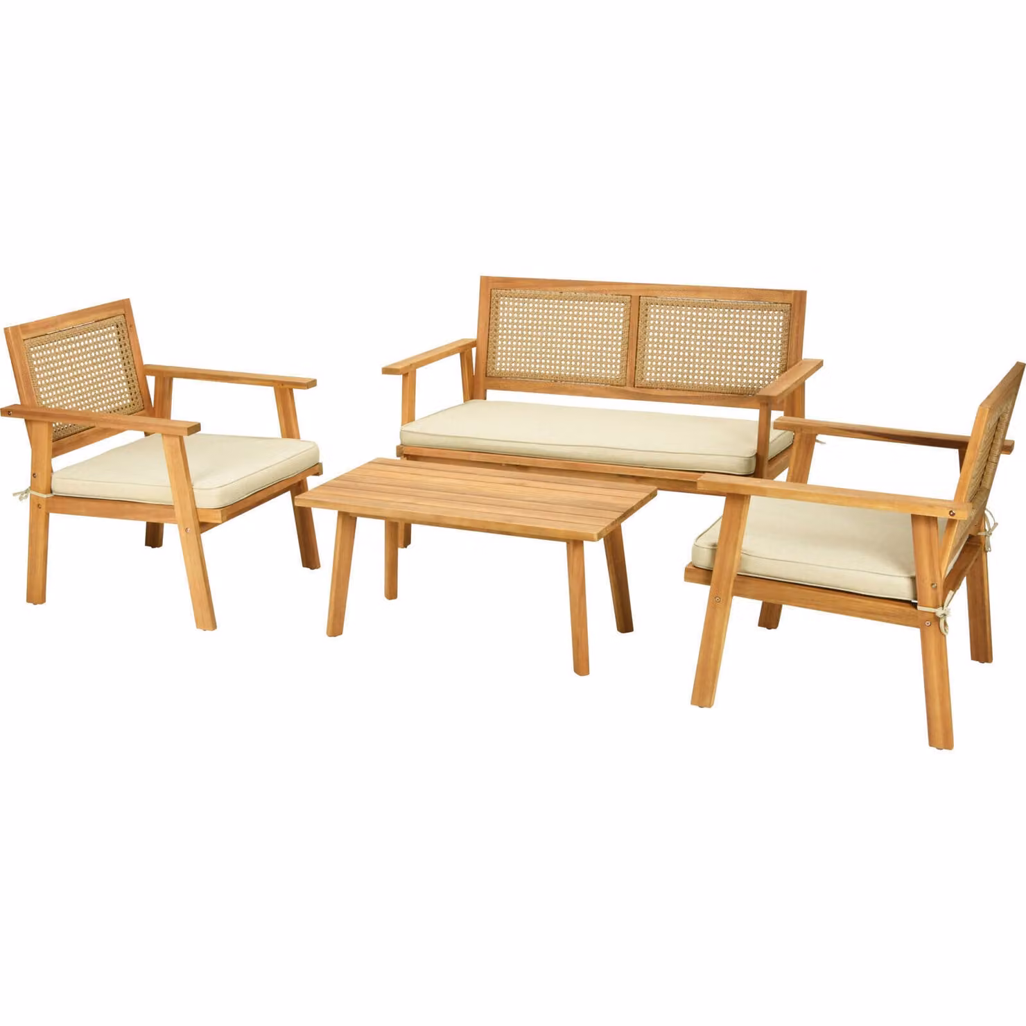 Set di mobili da giardino per 4 persone, legno di acacia