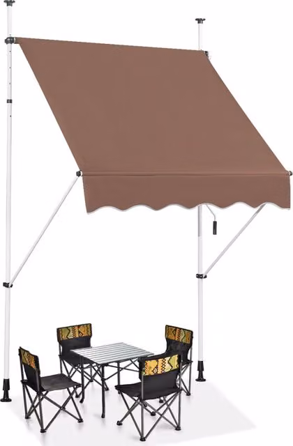 Tenda parasole Design Mania marrone con sistema a molla e morsetto, resistente ai raggi UV, Larghezza: 150 cm