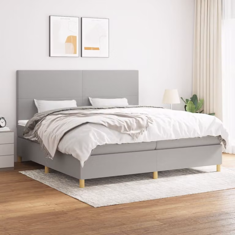 vidaXL Letto Ibrido con Giroletto a Molle e Materasso a Tasche Grigio e Bianco L/P/H: 200 x 200 x 25 cm