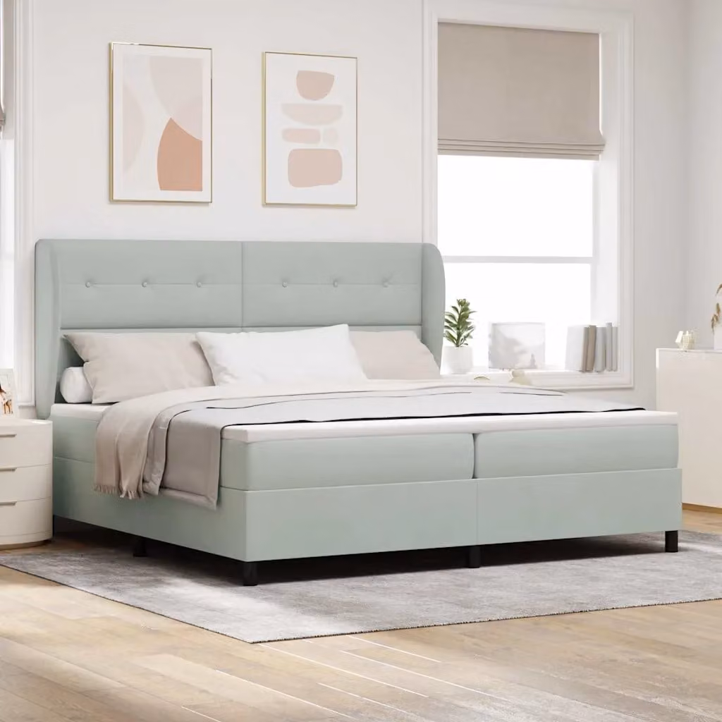 Letto ibrido con testiera in velluto vidaXL Grigio, L: 200 cm, P: 200 cm, H: 203 cm