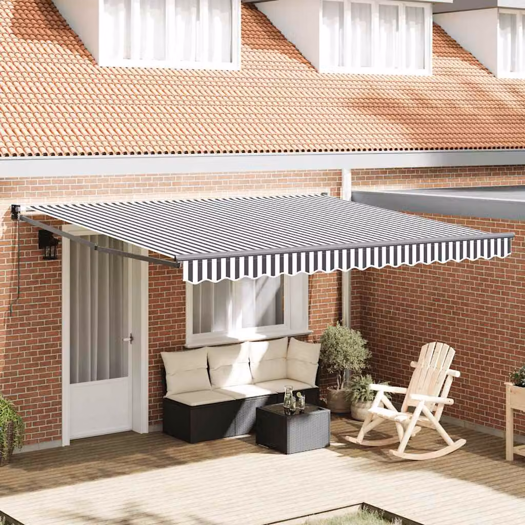 vidaXL Tenda Retrattile Antracite e Bianca 4x3 m Tessuto e Alluminio