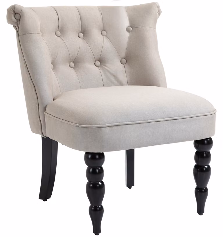 Sedia reclinabile d'epoca sedia reclinabile sedia imbottita sedia da pranzo lino copertura struttura in legno beige