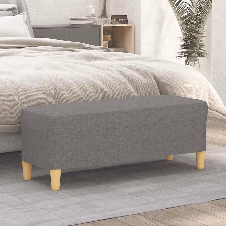 Panca vidaXL in tessuto grigio scuro con struttura in legno, L 100 x P 35 x H 41 cm