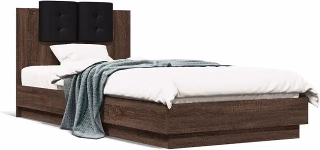 Letto singolo | Letto per adulti | Giroletto Testiera Rovere Marrone 100x200 cm Legno Multistrato
