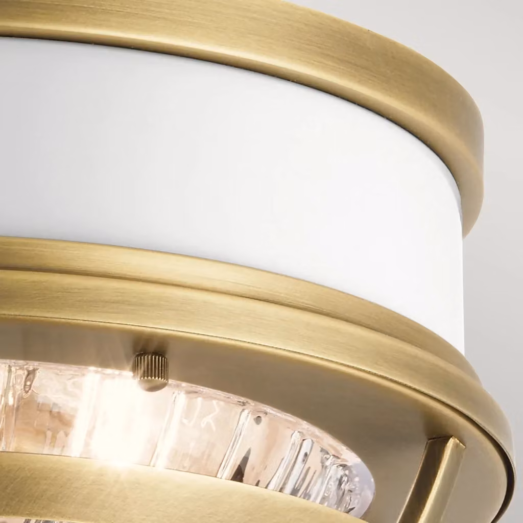Plafoniera Moderna Tollis in Acciaio e Vetro Bianco e Ottone con 2 Luci E27 – 2