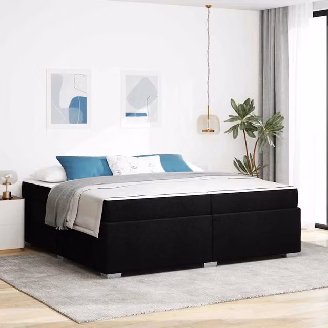 Letto moderno vidaXL con materasso e struttura imbottita in tessuto nero L/P: 200 x 200 cm