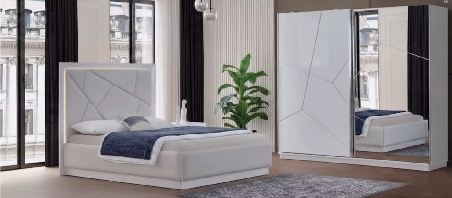Set da camera da letto moderno e elegante, composto da due elementi, per un comfort ottimale
