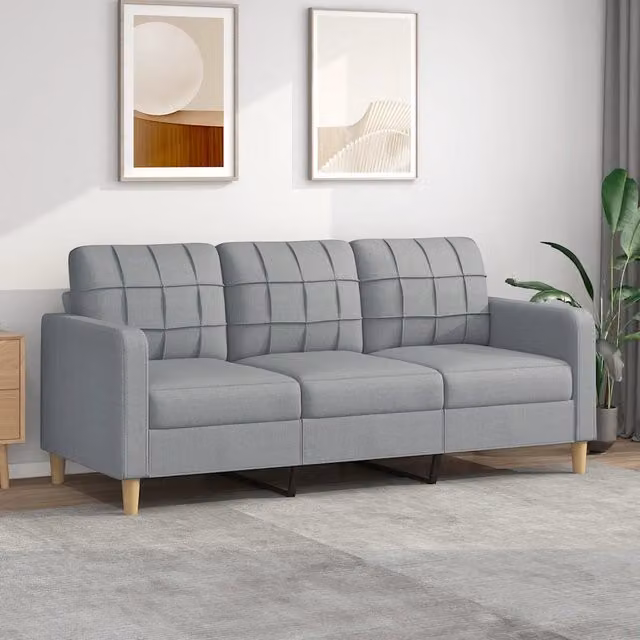 Divano a 3 Posti-Sofa 3 Posti Grigio Chiaro 180 cm in Tessuto 800274