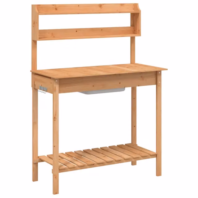 Tavolo da invasotura con lavello estensibile 147,5 x 44 x 139,5 cm design versatile giardino in legno massello marrone 02_0046208