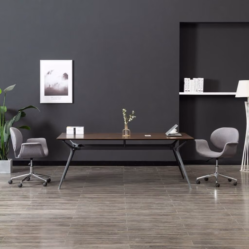 The Living Store Sedia da ufficio girevole in tessuto grigio