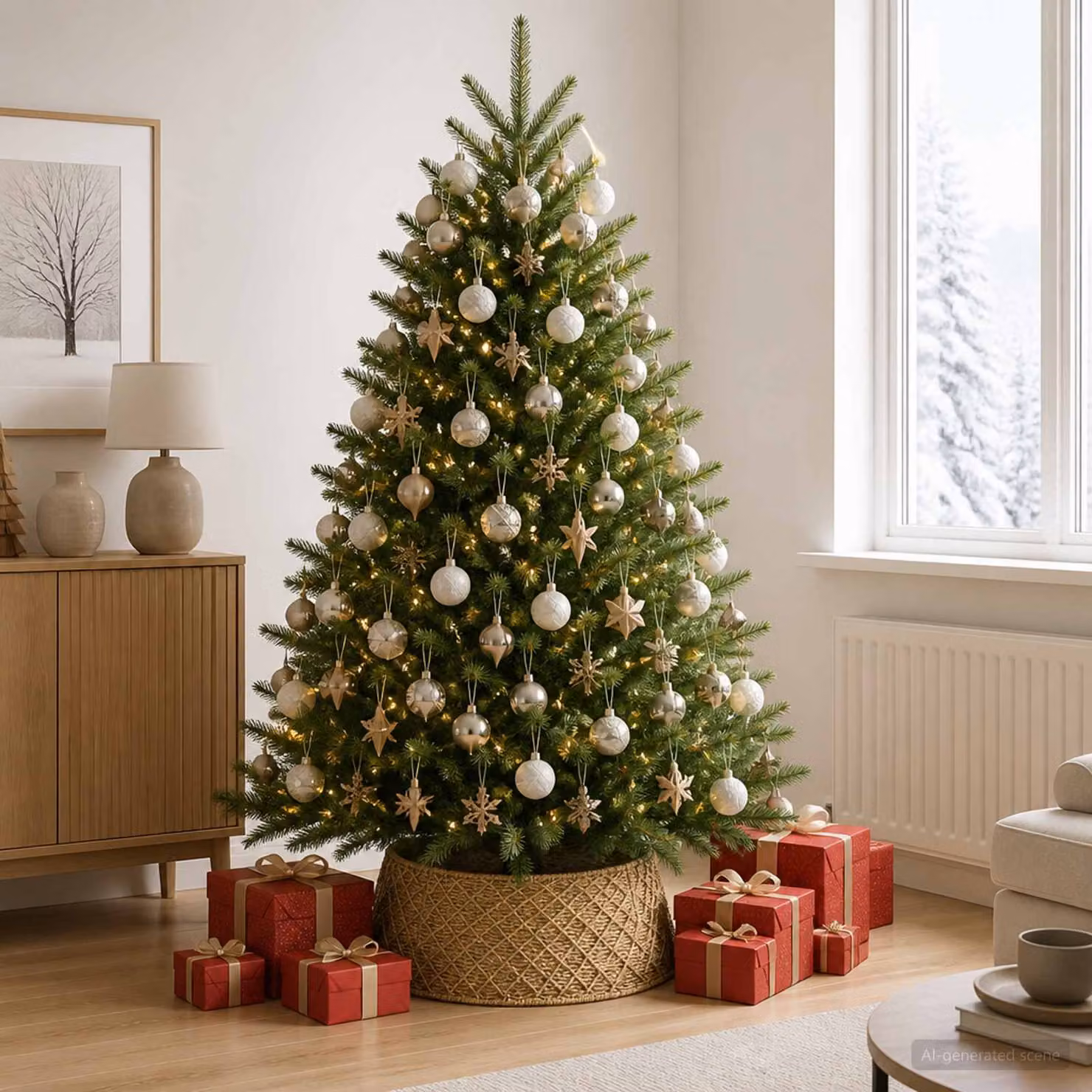 vidaXL Collare per Albero di Natale Rotondo Naturale Ø 60 x 22 cm