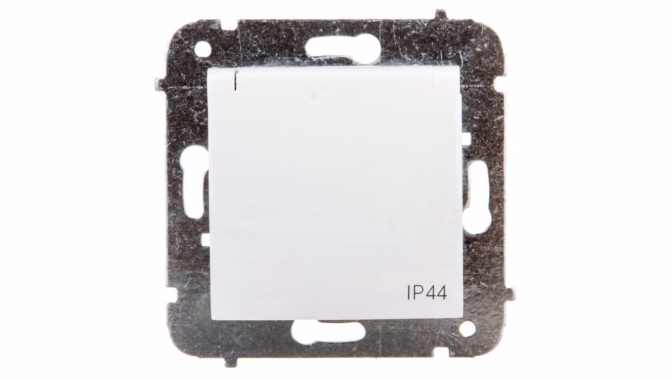 CARLA Presa singola IP44 con sportello e veneziane bianco 1736-10