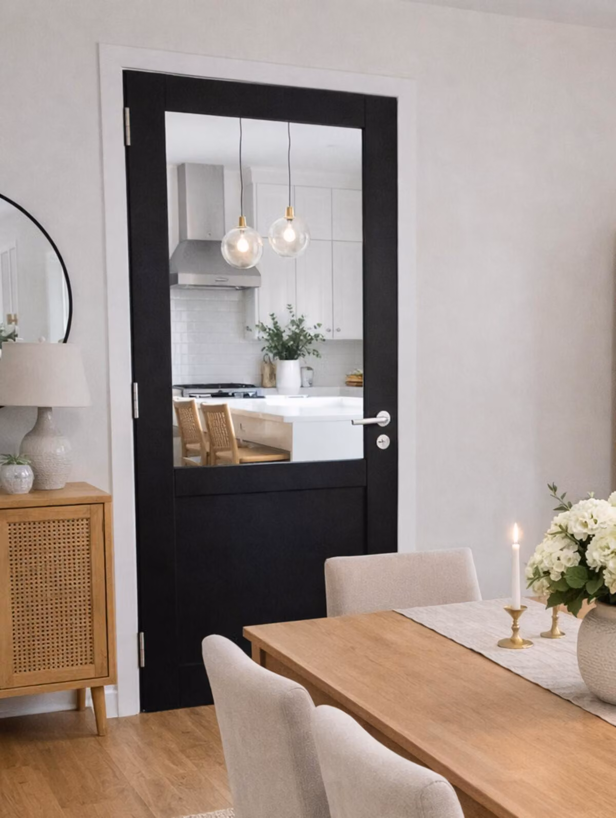 Bloc porte atelier nero senza meneau H204 x L73 cm, lato tavola P.destra, maniglia Pomerol Gd Menuserie