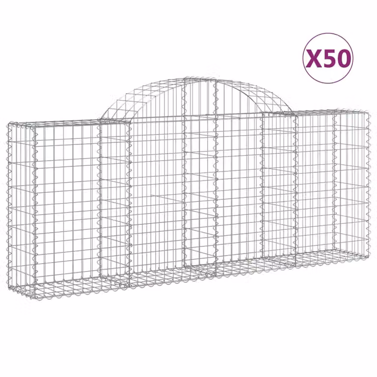 Cesti Gabbioni ad Arco 50 pz 200x30x80/100 cm Ferro Zincato