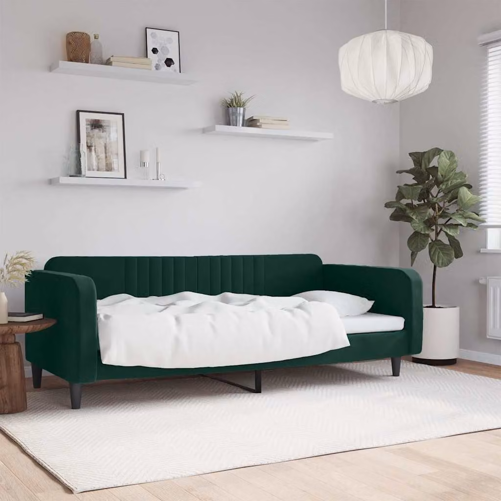 Letto da giorno vidaXL in velluto verde con struttura in legno e metallo L/P/H: 223 x 100 x 75 cm
