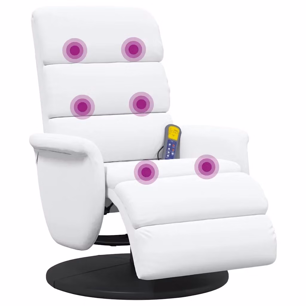 Poltrona reclinabile vidaXL Bianco in similpelle con struttura in metallo L: 98 cm, P: 71 cm, H: 106 cm – 2