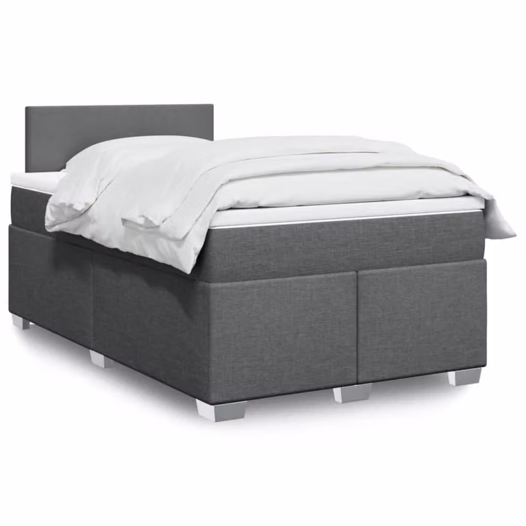 vidaXL Giroletto a Molle con Materasso Ibrido in Tessuto Grigio e Bianco L/P/H: 120 x 190 x 76,5 cm