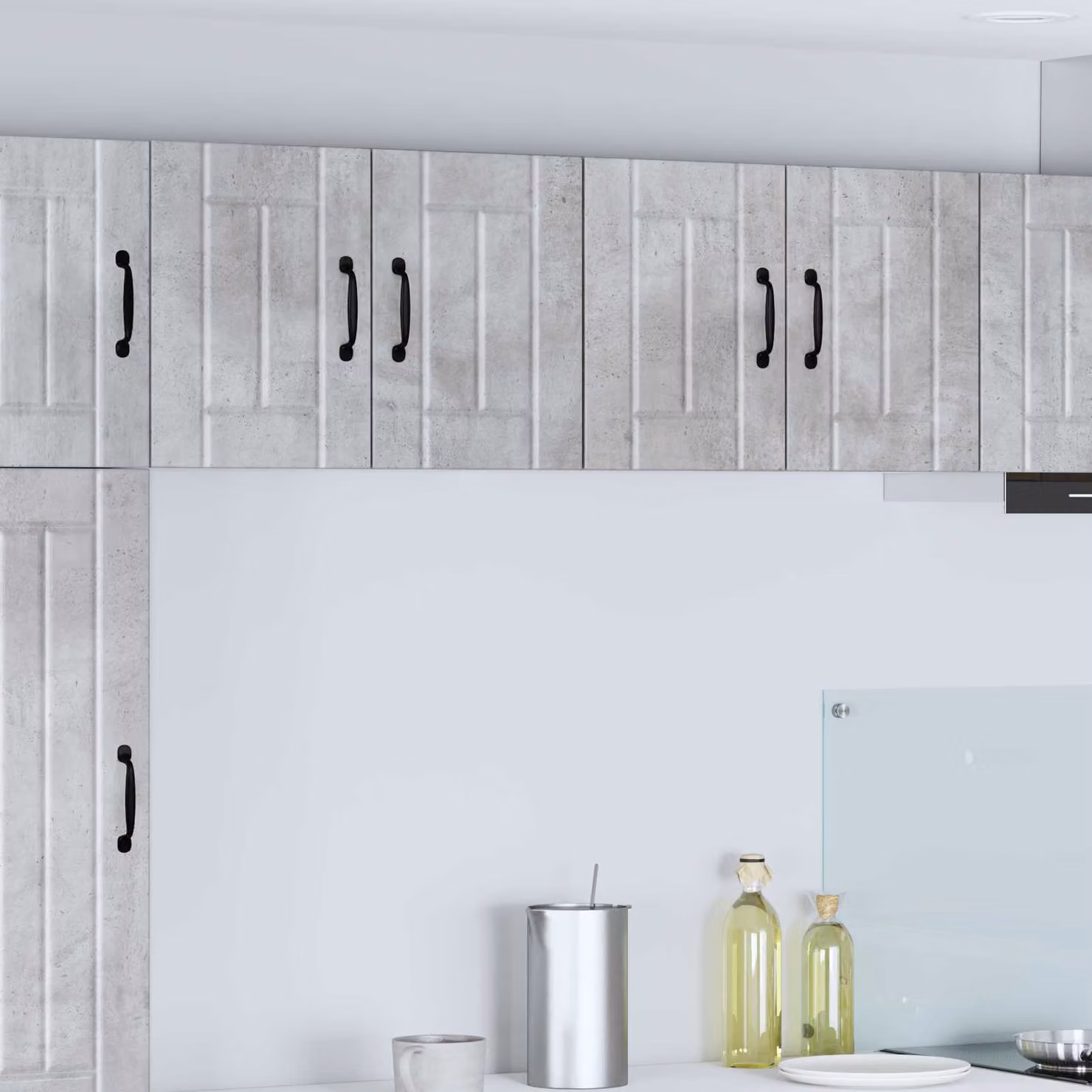Set di 2 armadietti a muro vidaXL LUCCA in MDF grigio cemento per cucina, design moderno con ante a battente