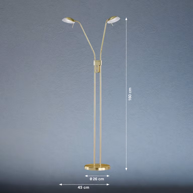 FISCHER & HONSEL Lampada da terra a LED Pool, dimmerabile, Ottone / Oro, Soggiorno / Sala da pranzo, Metallo, Moderno, Lampada LED da terra