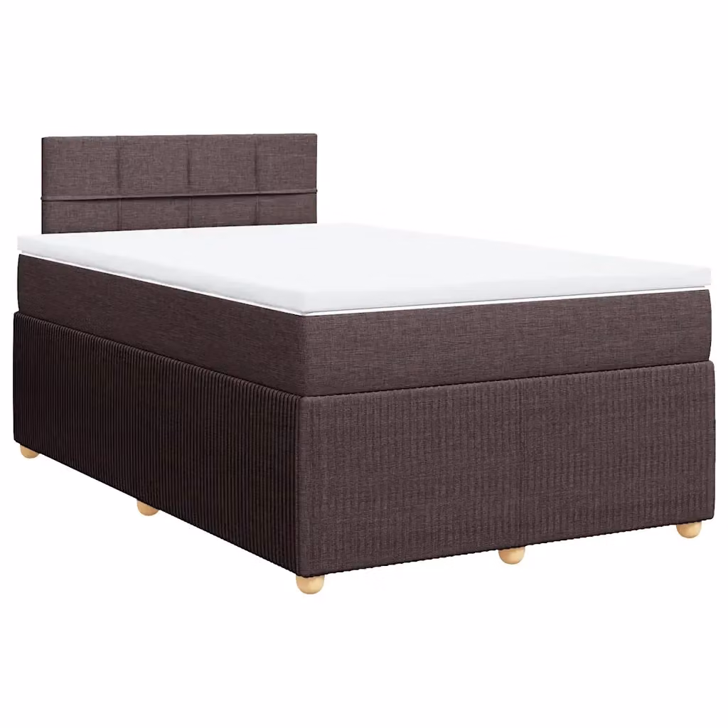 Letto Ibrido vidaXL con Giroletto a Molle e Materasso in Tessuto Marrone e Bianco L/P: 120 x 200 cm – 2