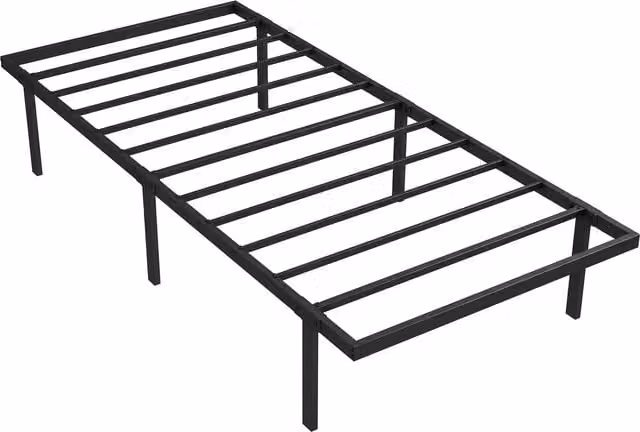 Telaio Letto HOMCOM in Metallo con Spazio di Stoccaggio, Nero, L: 200,5 cm, P: 91 cm, H: 35,5 cm