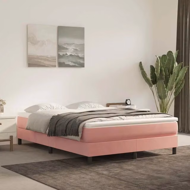 Materasso a Molle Insacchettate-Materasso per letto Rosa 140x220x20 cm in Velluto