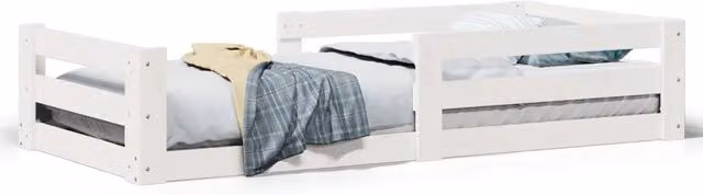 Letto singolo per adulti in legno massello di pino bianco laccato L: 75 cm, P: 190 cm, H: 82 cm