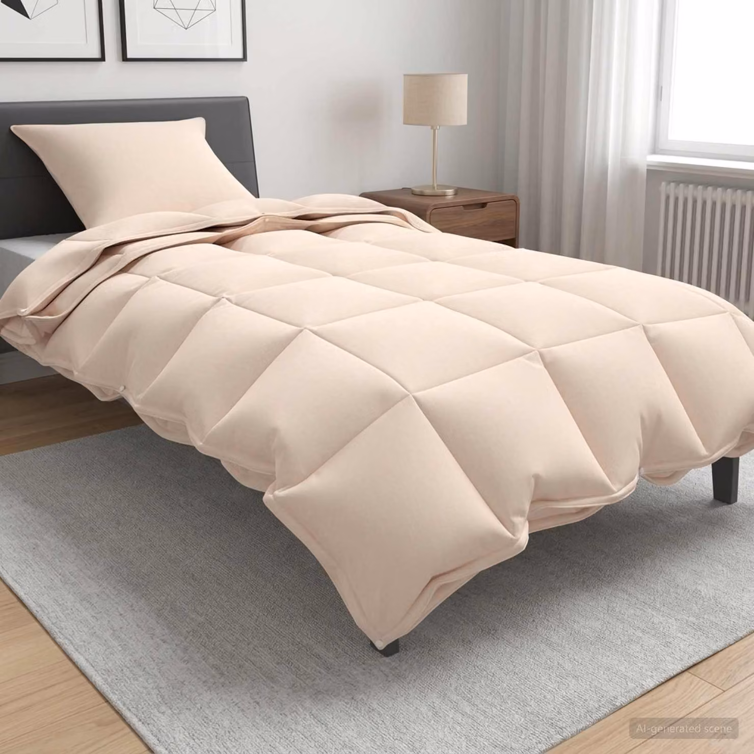Piumone vidaXL in fibra di Kapok e cotone per tutte le stagioni, Beige, L 135 x P 200 cm