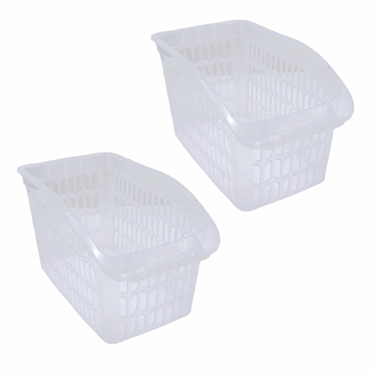 Set da 2 cestini portaoggetti trasparenti 17,5 x 29 x 17,5 cm - Cestini per armadi, scaffali e ripiani - Organizer - Contenitori - Cestini portaoggetti in plastica