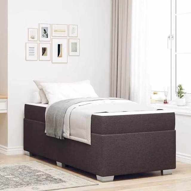 Struttura del letto-Giroletto Marrone Scuro 90 x 190 cm Tessuto 922384