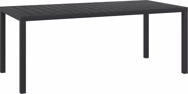 vidaXL Tavolo da pranzo da giardino in WPC alluminio 185 x 90 x 74 cm nero