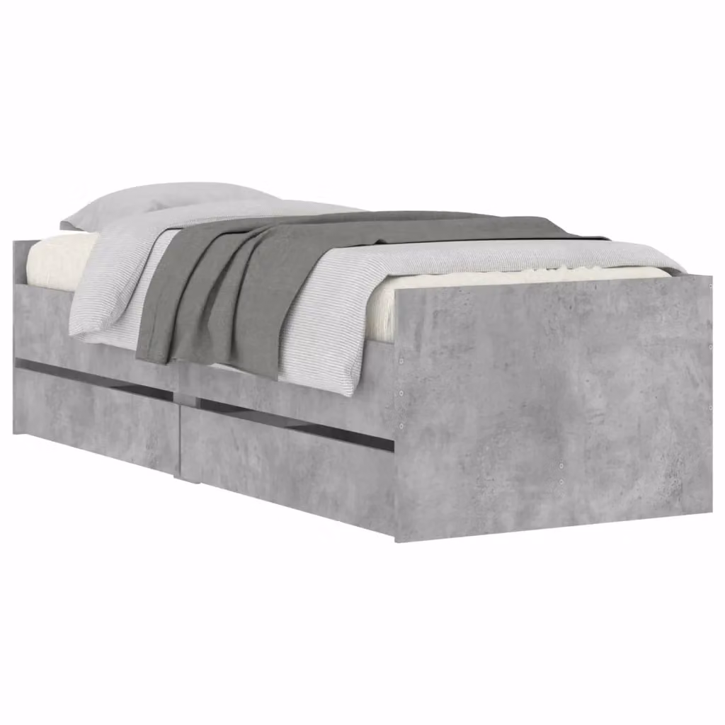 Struttura letto con cassetto vidaXL in pino massello color grigio stile rustico – 2