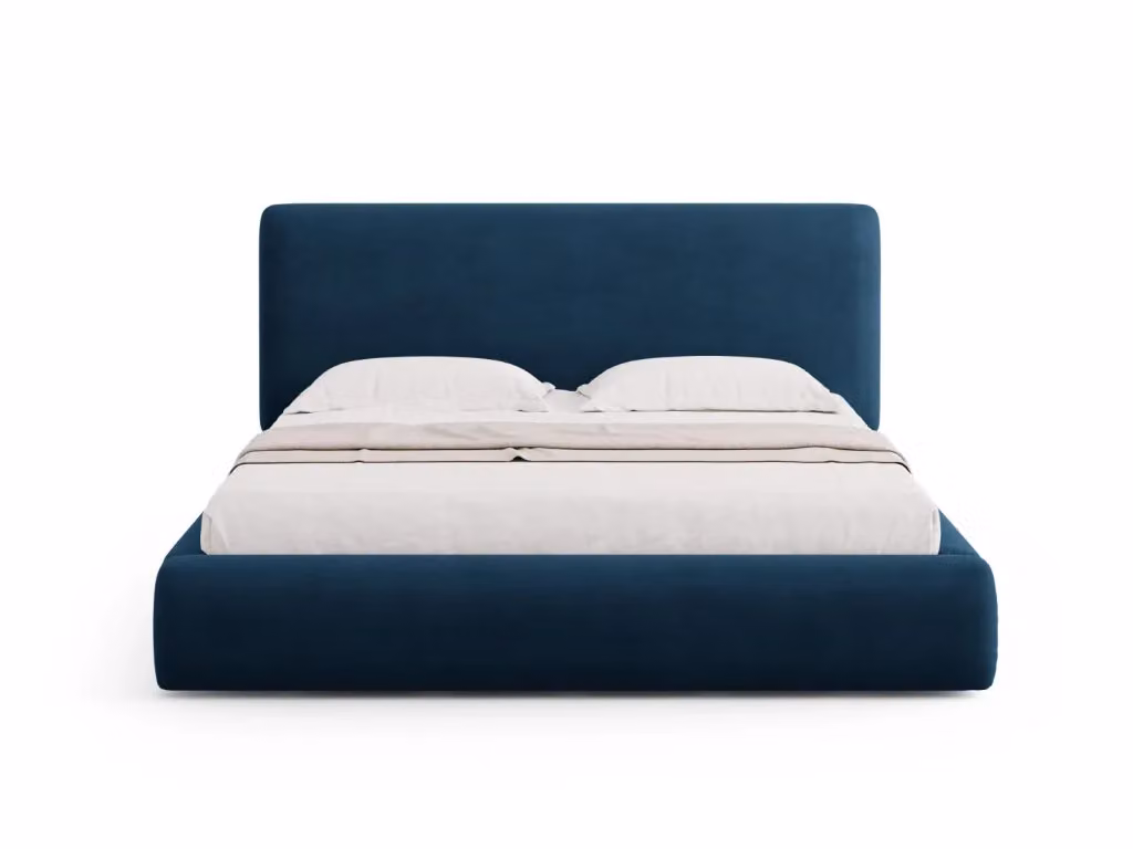 Letto con cassettone e testiera Colonel di Cosmopolitan Design in ciniglia blu reale L/P: 160 x 200 cm – 2