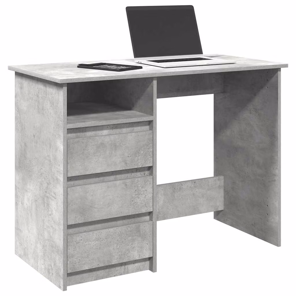 Scrivania moderna vidaXL in MDF color grigio, L 102 x P 50 x H 75 cm