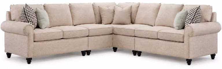 Beiges luxuriöses Ecksofa L-Form Wohnzimmer Bequem Weich Modern Elegant