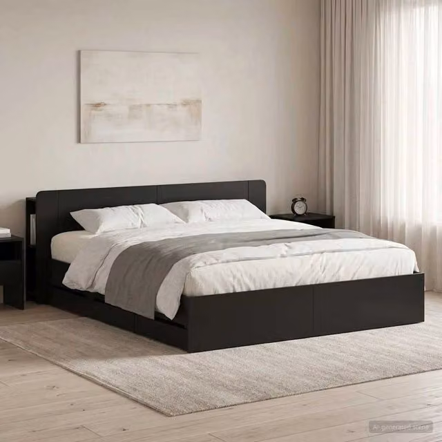 Struttura del letto con stoccaggio e testata Nero 180 x 200 cm 3433979