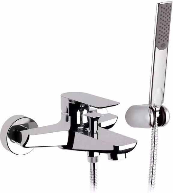 Rubinetto esterno per vasca con doccetta a leva singola Remer serie Infinity in colore argento cromato