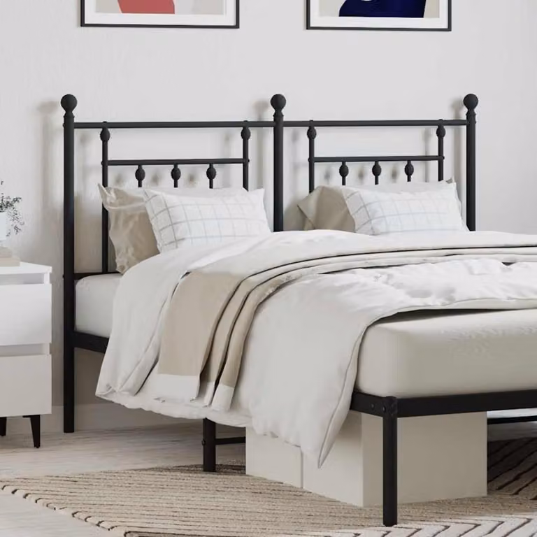 Testiera di ricambio vidaXL in metallo nero laccato per letto 140x200 cm