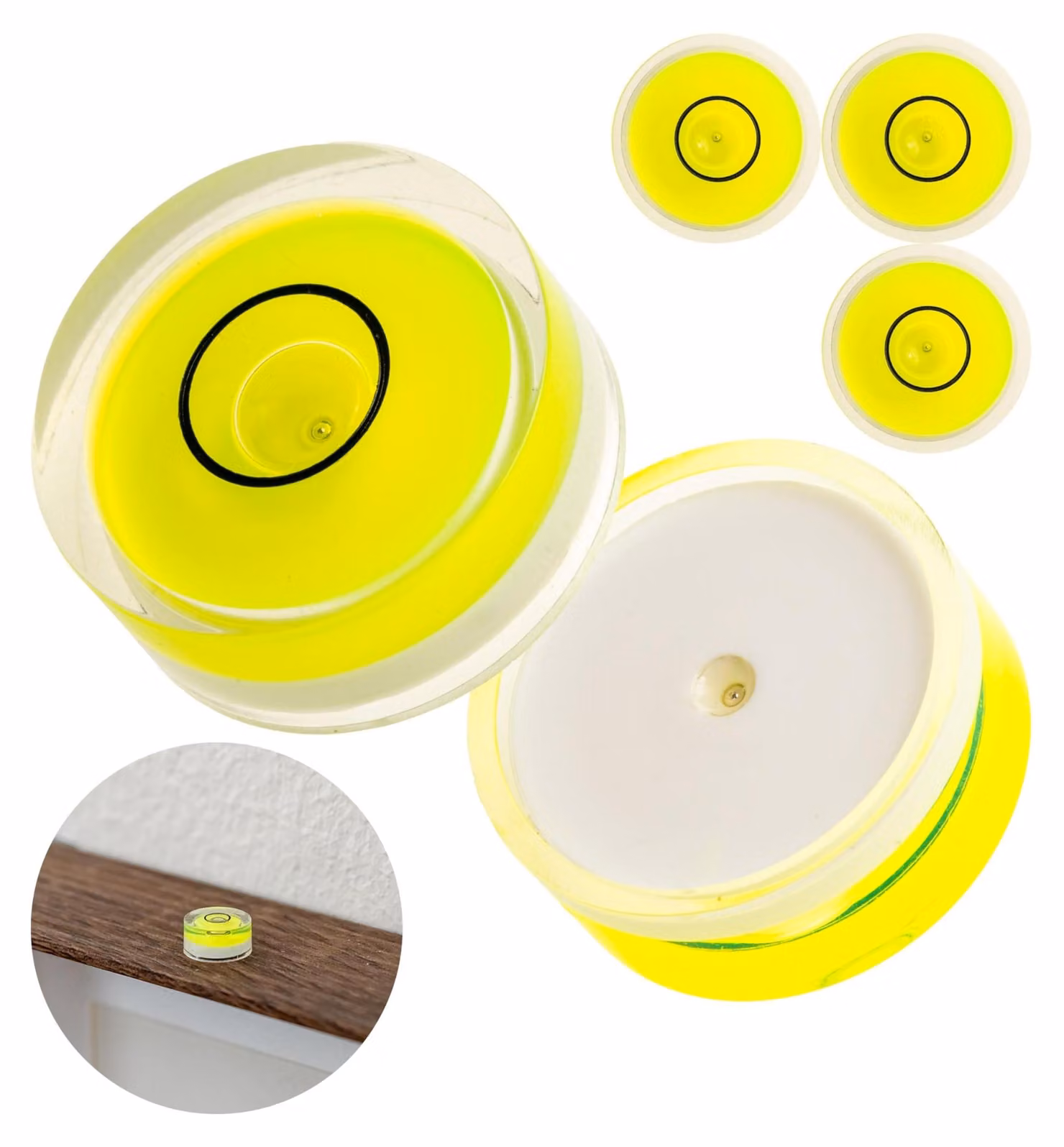 Set di livelle a bolla, rotonde, composto da 5 pezzi, diametro 25 mm, per la livellazione