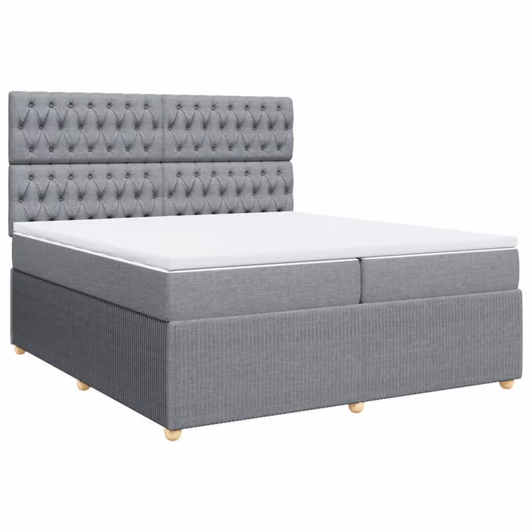 Giroletto a Molle con Materasso Grigio Chiaro 200x200cm Tessuto
