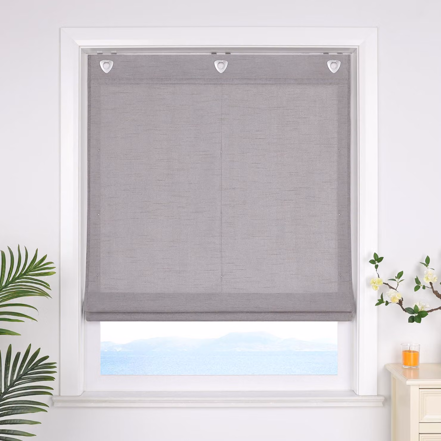 Tenda oscurante, 80x140 cm, colore grigio uniforme, senza foratura, ideale per la cucina