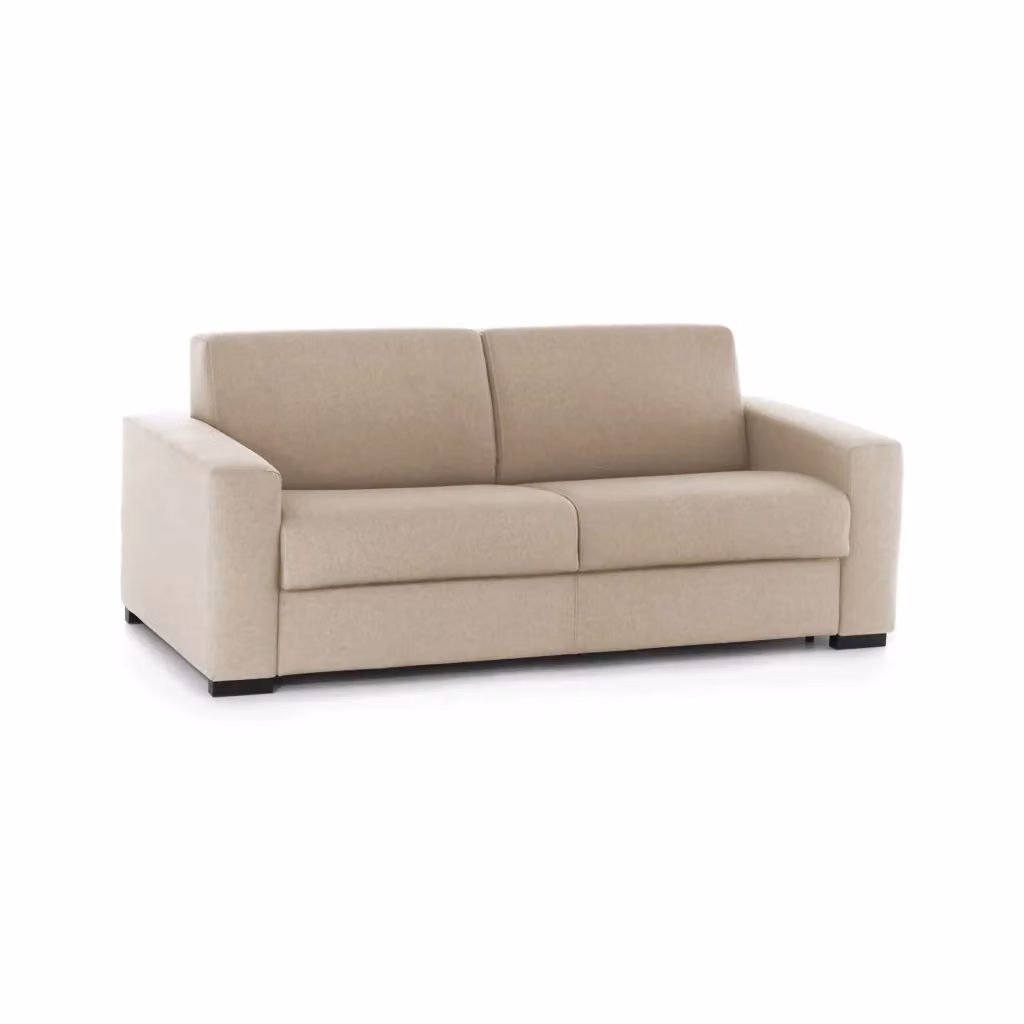 Divano Letto Alcatraz Talamo Italia, Divano a 2 posti con apertura girevole e braccioli slim, in tessuto beige, L: 160 cm, P: 95 cm, H: 90 cm – 2