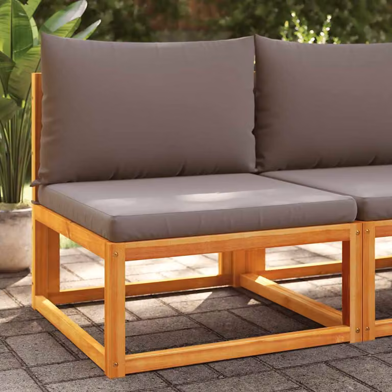 vidaXL Divano da giardino moderno in legno di acacia con cuscini imbottiti grigi e marroni