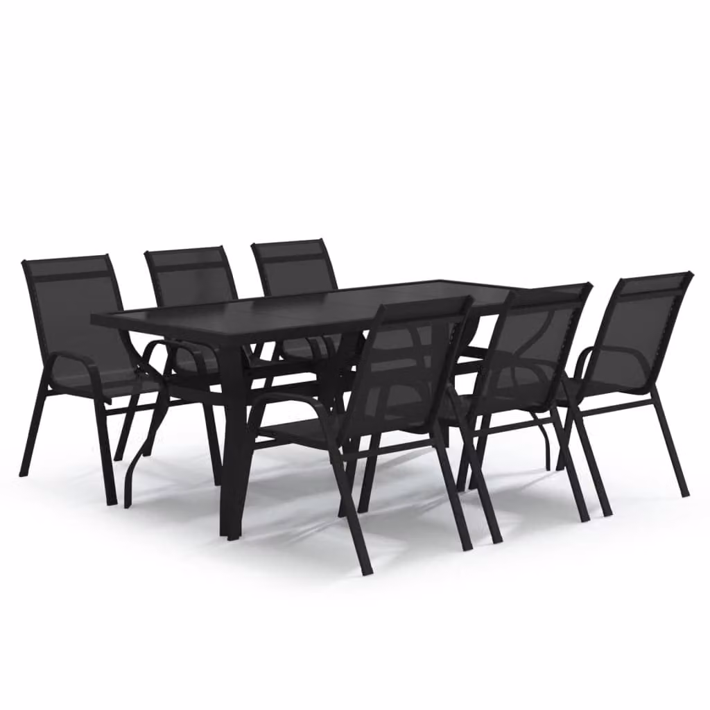 Set da Pranzo da Giardino 7 pz Nero