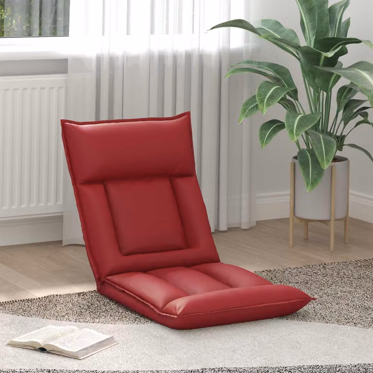 Sedia a pavimento regolabile vidaXL in similpelle rossa